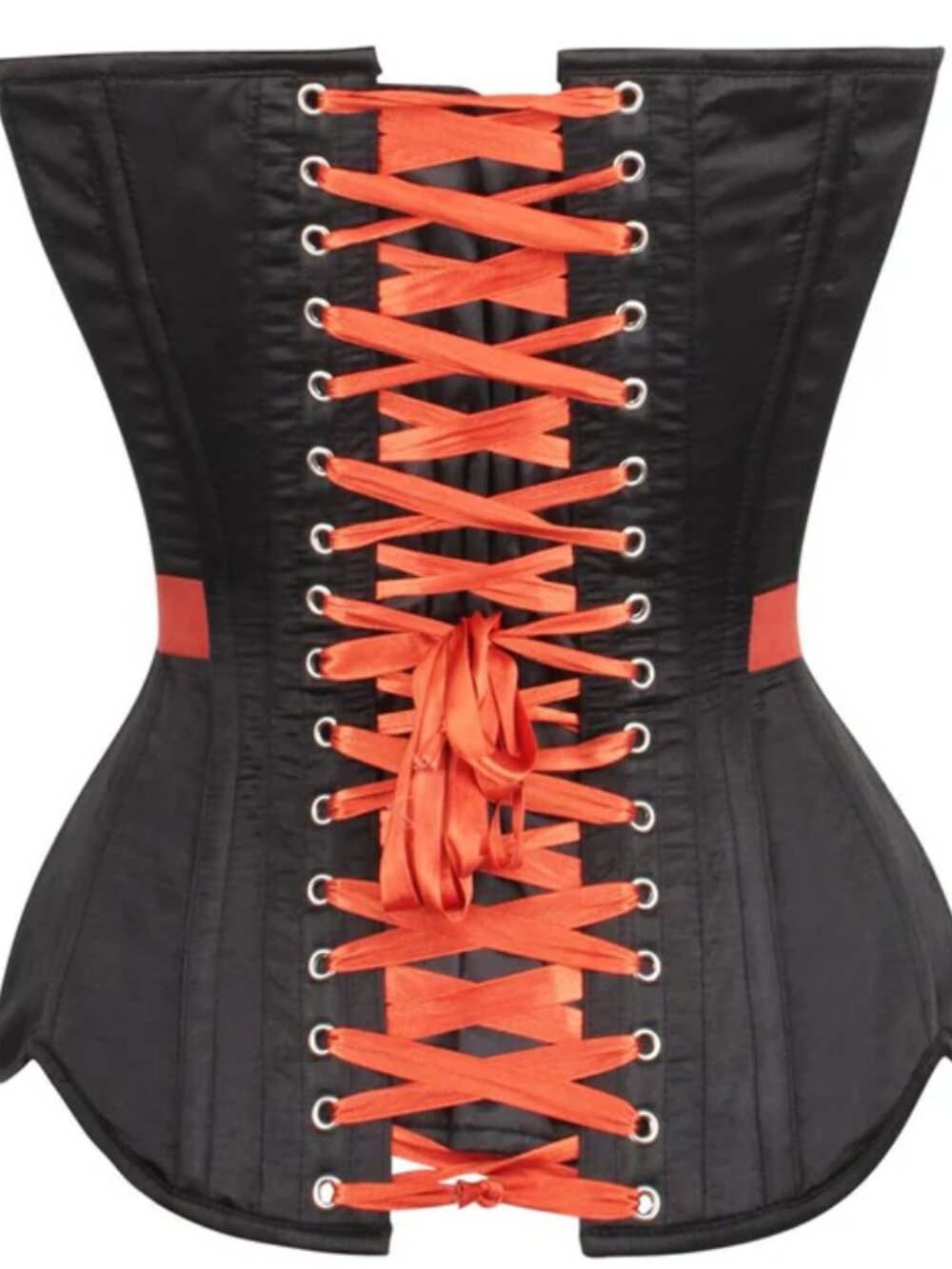 Black Satin Corset with Orange Accents (32'') - Picture 2 of 5
